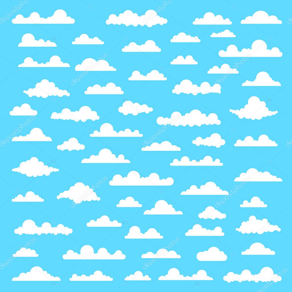 Cute clouds set on colorful background