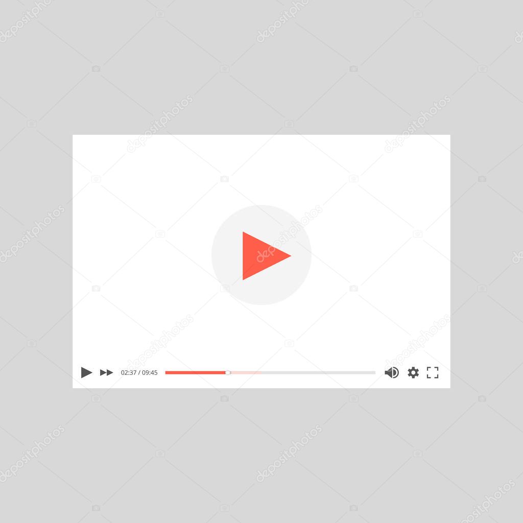 Video player interface for the web. Vector template of video and audio player. Flat vector illustration.