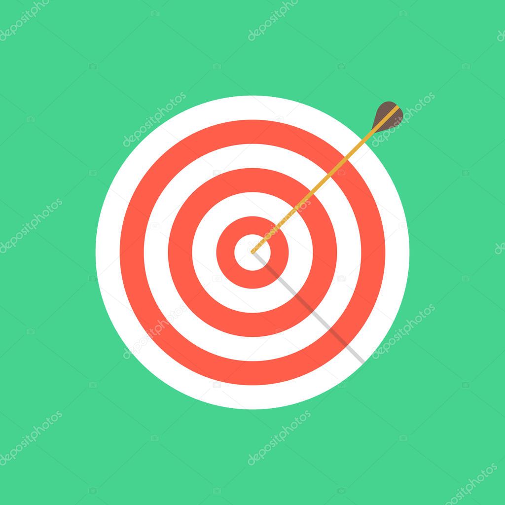 Arrow hitting target. Business concept. Vector illustration.
