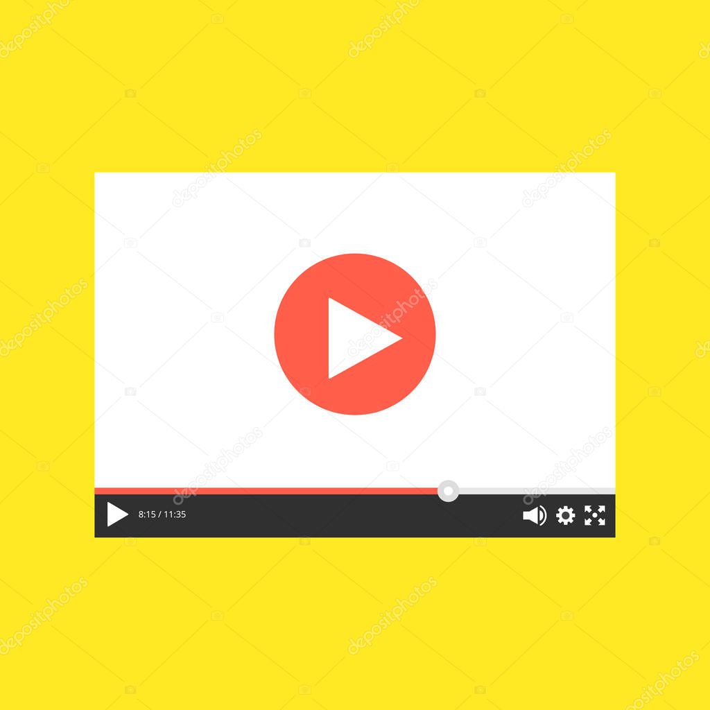 Video player interface for the web. Vector template of video and audio player. Flat vector illustration.