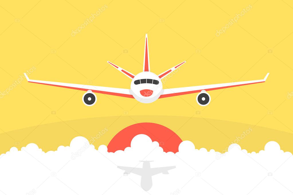 Flying Airplane. Vector illustration. 