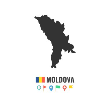 Yüksek Detaylı vektör moldova Haritası. Beyaz arka plan üzerinde düz vektör çizim. 