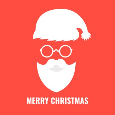 Noel Noel Baba ile arka plan. Mutlu Noeller ve mutlu yeni yıl dilekler. Düz vektör çizim.