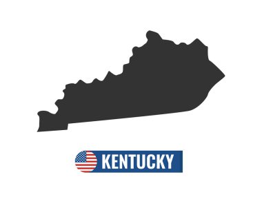 Kentucky harita beyaz arka plan siluet izole. Kentucky ABD devlet. Amerikan bayrağı. Vektör Illustration