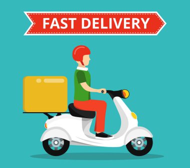 hızlı moto teslimat kavramı vektör illüstrasyon
