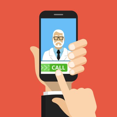 cep telefonu ile doktora çağrı vektör Illustration