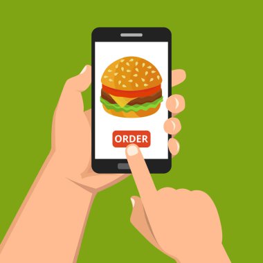 sipariş fast food online kavramı vektör illüstrasyon