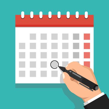 vektör Illustration el işaretleme günü takvim üzerinde deniz mavisi arka plan