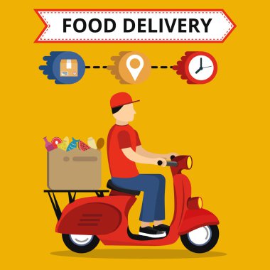 hızlı moto teslimat kavramı vektör illüstrasyon