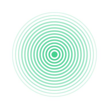 yeşil yüzükler ses dalgası ve çizgi bir daire içinde. Ses dalgası duvar kağıdı. Radyo istasyonu sinyali. Daire spin vektör arka plan.