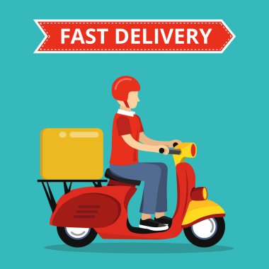 hızlı moto teslimat kavramı vektör illüstrasyon