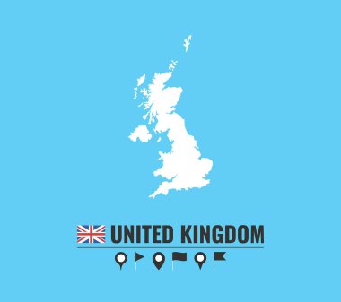 İngiltere yüksek Detaylı vektör harita. Mavi arka plan üzerinde düz vektör çizim. 