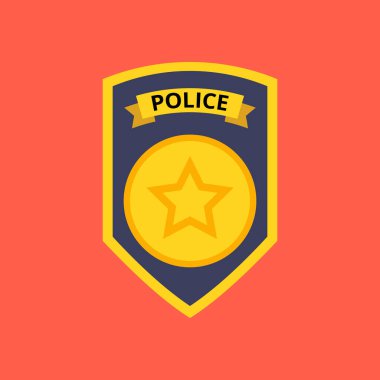 kırmızı arka plan üzerinde polis rozeti vektör Illustration