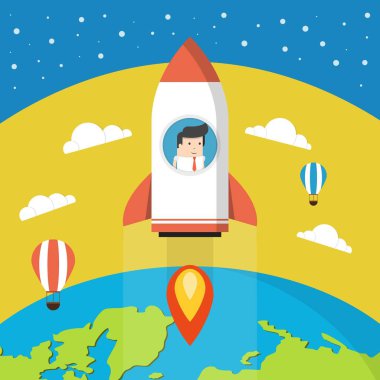 roketde işadamı vektör Illustration