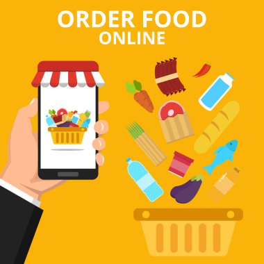 sipariş gıda online kavramı vektör illüstrasyon