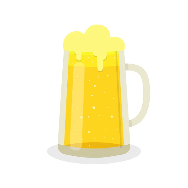 Taza Cerveza Ilustración Vectorial Plana Sobre Fondo Amarillo — Vector de stock