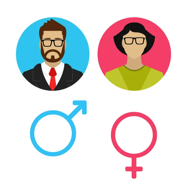 Mannelijke Vrouwelijke Icon Set Man Vrouw Gebruiker Avatar Vector Platte — Stockvector