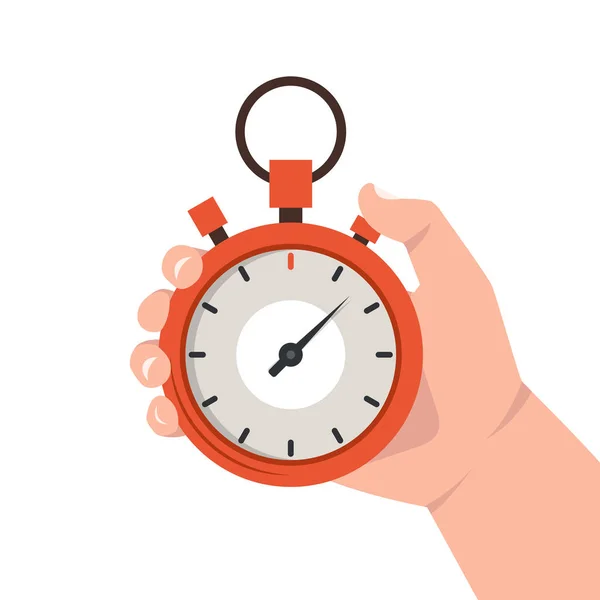Vectorillustratie Van Hand Met Stopwatch Witte Achtergrond Time Management Concept — Stockvector