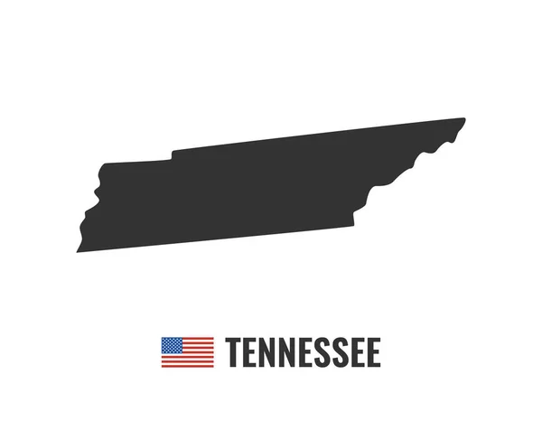 Tennessee Térkép Izolált Fehér Háttér Sziluettje Tennessee Usa Állam Amerikai — Stock Vector