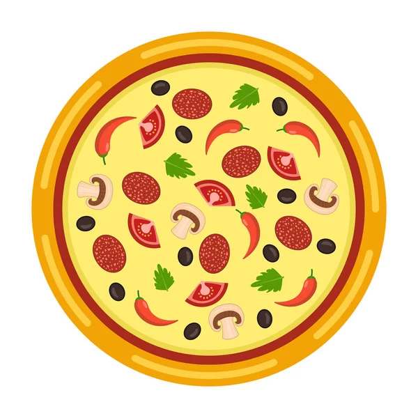 Vectorillustratie Van Italiaanse Pizza Close — Stockvector