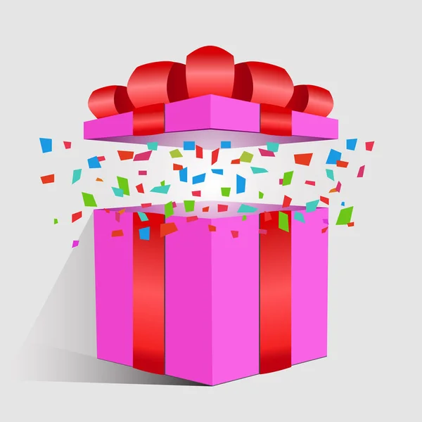 Розовый Открытый Подарок Праздник День Рождения Подарочный Набор — стоковый вектор