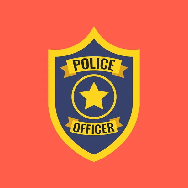 Векторна Ілюстрація Поліцейського Значка Червоному Тлі — стоковий вектор