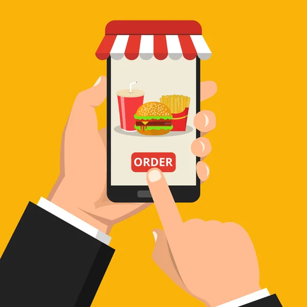 Sipariş Fast Food Online Vektör Illüstrasyon — Stok Vektör