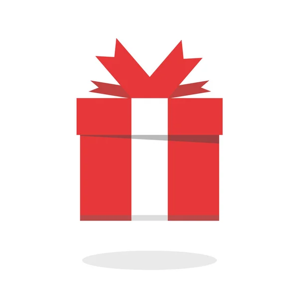 Red Present Bow Holiday Birthday Gift Box Vector Icon White — Stock Vector