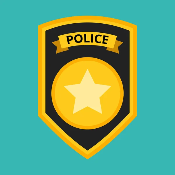 Illustration Vectorielle Badge Police Sur Fond Sarcelle — Image vectorielle