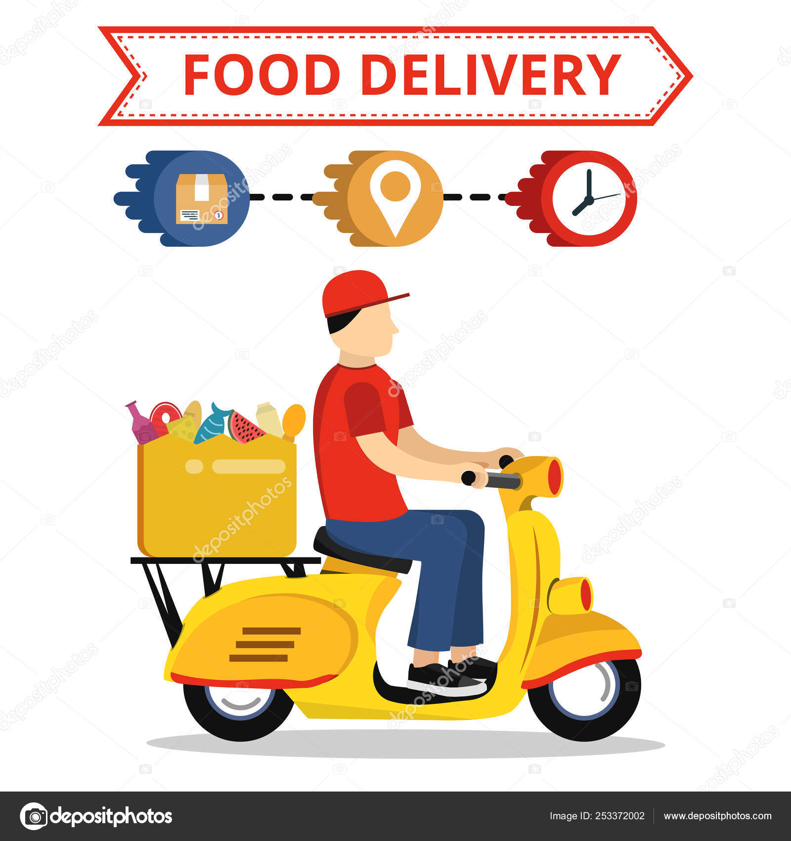 Vector Illustration Fast Moto Delivery Concept Stock Vector Image By C Alexweb