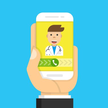 cep telefonu ile doktora çağrı vektör Illustration
