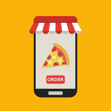 akıllı telefon ile online fast food sipariş kavramının vektör illüstrasyon