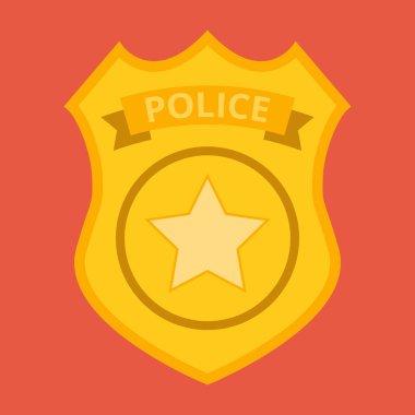 kırmızı arka plan üzerinde polis rozeti vektör Illustration