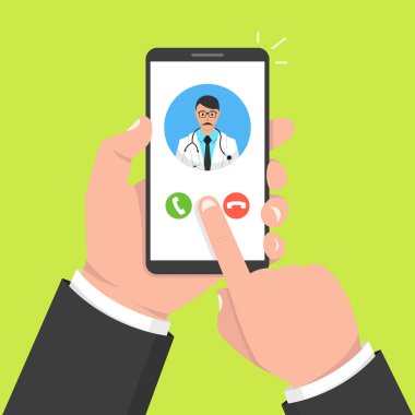 cep telefonu ile doktora çağrı vektör Illustration