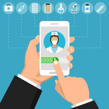 cep telefonu ile doktora çağrı vektör Illustration
