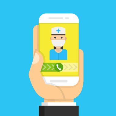 cep telefonu ile doktora çağrı vektör Illustration