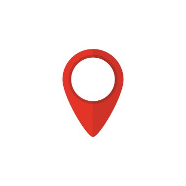 Kırmızı harita işaretçi simgesi. GPS konumu sembolü. Düz tasarım stili. Vektör çizim