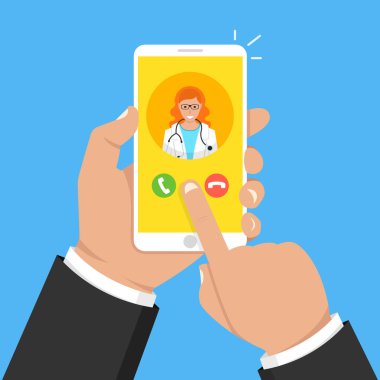 cep telefonu ile doktora çağrı vektör Illustration