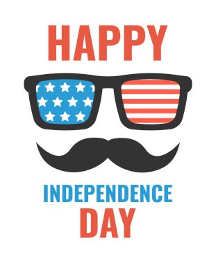 Yıldızlar ve çizgiler ile gözlük. Mutlu bağımsızlık günü Amerika Birleşik Devletleri. 4 Temmuz. Vektör Illustration. 
