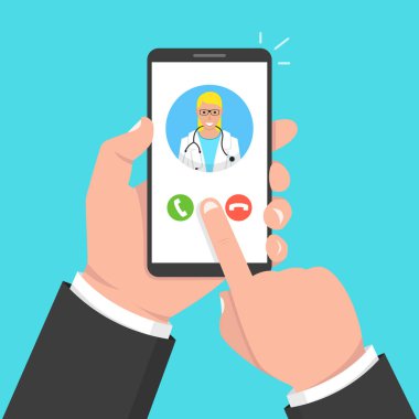cep telefonu ile doktora çağrı vektör Illustration