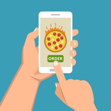 sipariş pizza online kavramı vektör illüstrasyon