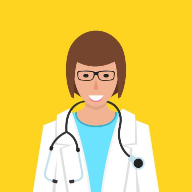 kadın doktor avatar vektör illüstrasyon