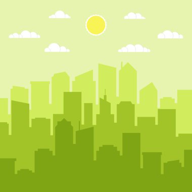 yeşil şehir siluetinin vektör illüstrasyon