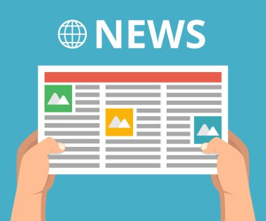 gazete tutan ellerin vektör illüstrasyon