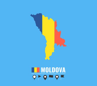 Yüksek Detaylı vektör moldova Haritası. Düz vektör çizim. 