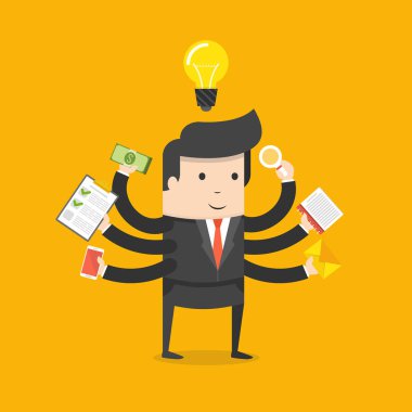 Çoklu görev iş işadamı vektör illüstrasyon