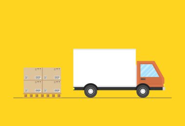 teslimat kamyon ve kutuları vektör illüstrasyon