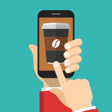 sipariş kahve online kavramı vektör illüstrasyon