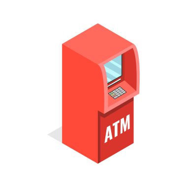 kırmızı Atm makine vektör illüstrasyon