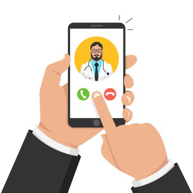 cep telefonu ile doktora çağrı vektör Illustration